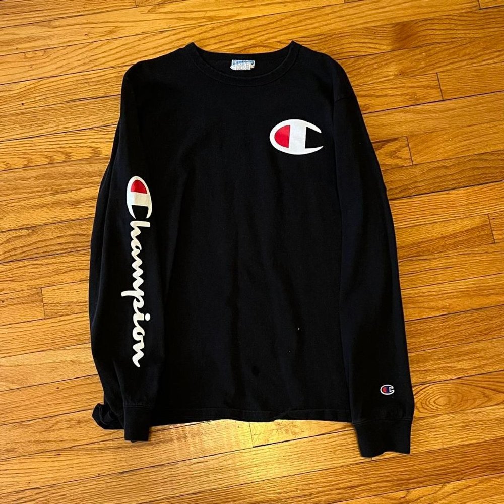 Black Champion Long Sleeve Tee